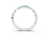 White gold Round Green Sapphire Twisted Eternity Band with Pavé and Shared Prong Setting_33