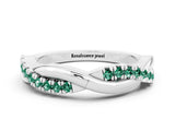 White gold Round Green Sapphire Twisted Infinity Band with Prong Setting_6