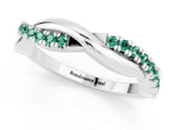 White gold Round Green Sapphire Twisted Infinity Band with Prong Setting_7