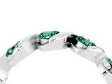 Silver 2.07 Carat Round Green Sapphire Wave Band with Channel Setting and Shared Prongs