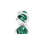 Silver 2.07 Carat Round Green Sapphire Wave Band with Channel Setting and Shared Prongs