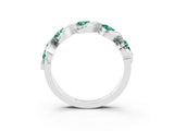 Silver 2.07 Carat Round Green Sapphire Wave Band with Channel Setting and Shared Prongs