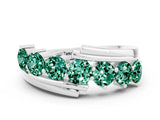 White gold Round Green Sapphire Wave Band with Channel and Shared Prong Setting_18