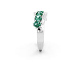 White gold Round Green Sapphire Wave Band with Channel and Shared Prong Setting_20