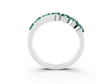 White gold Round Green Sapphire Wave Band with Channel and Shared Prong Setting_21