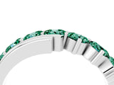 White gold Round Green Sapphire Wave Band with Channel and Shared Prong Setting_22
