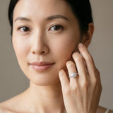 White gold Round Halo Bezel Diamond Pave Band Ring_26