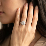 White gold Round Halo Bezel Diamond Pave Band Ring_27