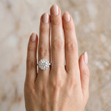 White gold Round Halo Cluster Diamond Engagement Ring with Prong Setting and Polished Band_12