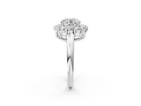 White gold Round Halo Cluster Diamond Engagement Ring with Prong Setting and Polished Band_131