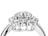 White gold Round Halo Cluster Diamond Engagement Ring with Prong Setting and Polished Band_133