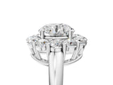White gold Round Halo Cluster Diamond Engagement Ring with Prong Setting and Polished Band_134