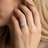 White gold Round Halo Cluster Diamond Engagement Ring with Prong Setting and Polished Band_14