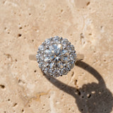 White gold Round Halo Cluster Diamond Engagement Ring with Prong Setting and Polished Band_15