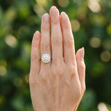 White gold Round Halo Cluster Diamond Engagement Ring with Solitaire Band and Prong Setting_12