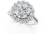 White gold Round Halo Cluster Diamond Engagement Ring with Solitaire Band and Prong Setting_69