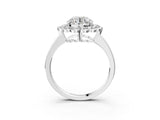 White gold Round Halo Cluster Diamond Engagement Ring with Solitaire Band and Prong Setting_70