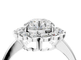 White gold Round Halo Cluster Diamond Engagement Ring with Solitaire Band and Prong Setting_73