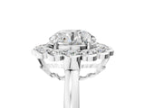 White gold Round Halo Cluster Diamond Engagement Ring with Solitaire Band and Prong Setting_74