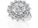 White gold Round Halo Cluster Diamond Ring with Pave Band and Four-Prong Setting_24