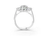 White gold Round Halo Cluster Diamond Ring with Pave Band and Four-Prong Setting_26