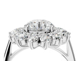 White gold Round Halo Cluster Diamond Ring with Pave Band and Four-Prong Setting_27