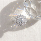 White gold Round Halo Cluster Diamond Ring with Pave Band and Four-Prong Setting_6