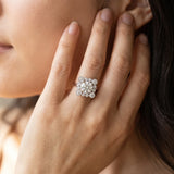 White gold Round Halo Diamond Cluster Engagement Ring with Milgrain Bezel Setting and Solitaire Band_14