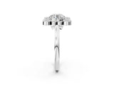 White gold Round Halo Diamond Cluster Engagement Ring with Milgrain Bezel Setting and Solitaire Band_72
