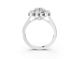 White gold Round Halo Diamond Cluster Engagement Ring with Milgrain Bezel Setting and Solitaire Band_73