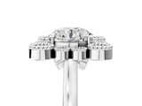 White gold Round Halo Diamond Cluster Engagement Ring with Milgrain Bezel Setting and Solitaire Band_75