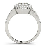 White gold Round Halo Diamond Engagement Ring with Bezel Setting and Pavé Band 2