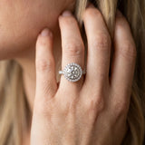White gold Round Halo Diamond Engagement Ring with Bezel Setting and Pavé Band_8