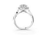 White gold Round Halo Diamond Engagement Ring with Filigree Band and Four-Prong Setting_114