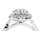 White gold Round Halo Diamond Engagement Ring with Filigree Band and Four-Prong Setting_115