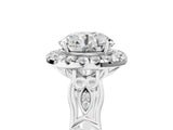 White gold Round Halo Diamond Engagement Ring with Filigree Band and Four-Prong Setting_116