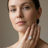 White gold Round Halo Diamond Engagement Ring with Filigree Band and Four-Prong Setting_16