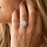 White gold Round Halo Diamond Engagement Ring with Filigree Band and Four-Prong Setting_17