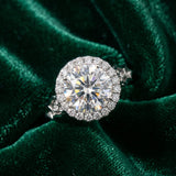 White gold Round Halo Diamond Engagement Ring with Filigree Band and Four-Prong Setting_18