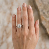 White gold Round Halo Diamond Engagement Ring with Intricate Filigree Band and Four-Prong Setting_12
