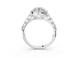 White gold Round Halo Diamond Engagement Ring with Intricate Filigree Band and Four-Prong Setting_58