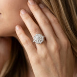 White gold Round Halo Diamond Engagement Ring with Milgrain Band and Four-Prong Setting_14