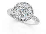 White gold Round Halo Diamond Engagement Ring with Pavé Band and Four-Prong Setting_100