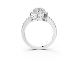 White gold Round Halo Diamond Engagement Ring with Pavé Band and Four-Prong Setting_102