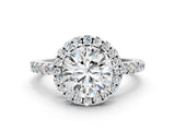 White gold Round Halo Diamond Engagement Ring with Pavé Band and Four-Prong Setting_99