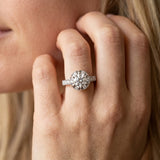 White gold Round Halo Diamond Engagement Ring with Pave Band and Claw Prong Setting_8