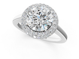 White gold Round Halo Diamond Engagement Ring with Solitaire Band and Four-Prong Setting_40