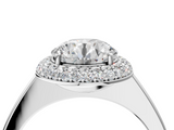 White gold Round Halo Diamond Engagement Ring with Solitaire Band and Four-Prong Setting_41