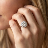 White gold Round Halo Diamond Engagement Ring with Solitaire Band and Four-Prong Setting_57