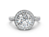 White gold Round Halo Diamond Engagement Ring with Split Shank Band and Four-Prong Setting_26